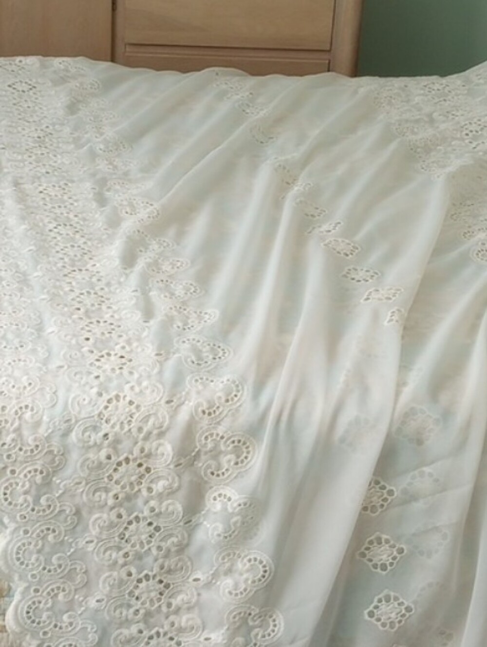Ivory-White Lace Eyelet 167" Wide / 83" Long Sheer Curtain Panel - Picture 12 of 13